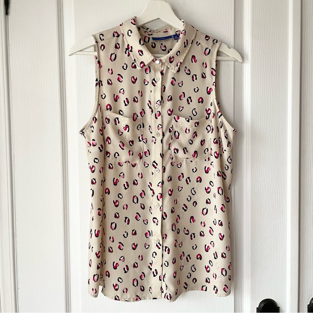 Apt 9 Collared Leopard Print Sleeveless Blouse